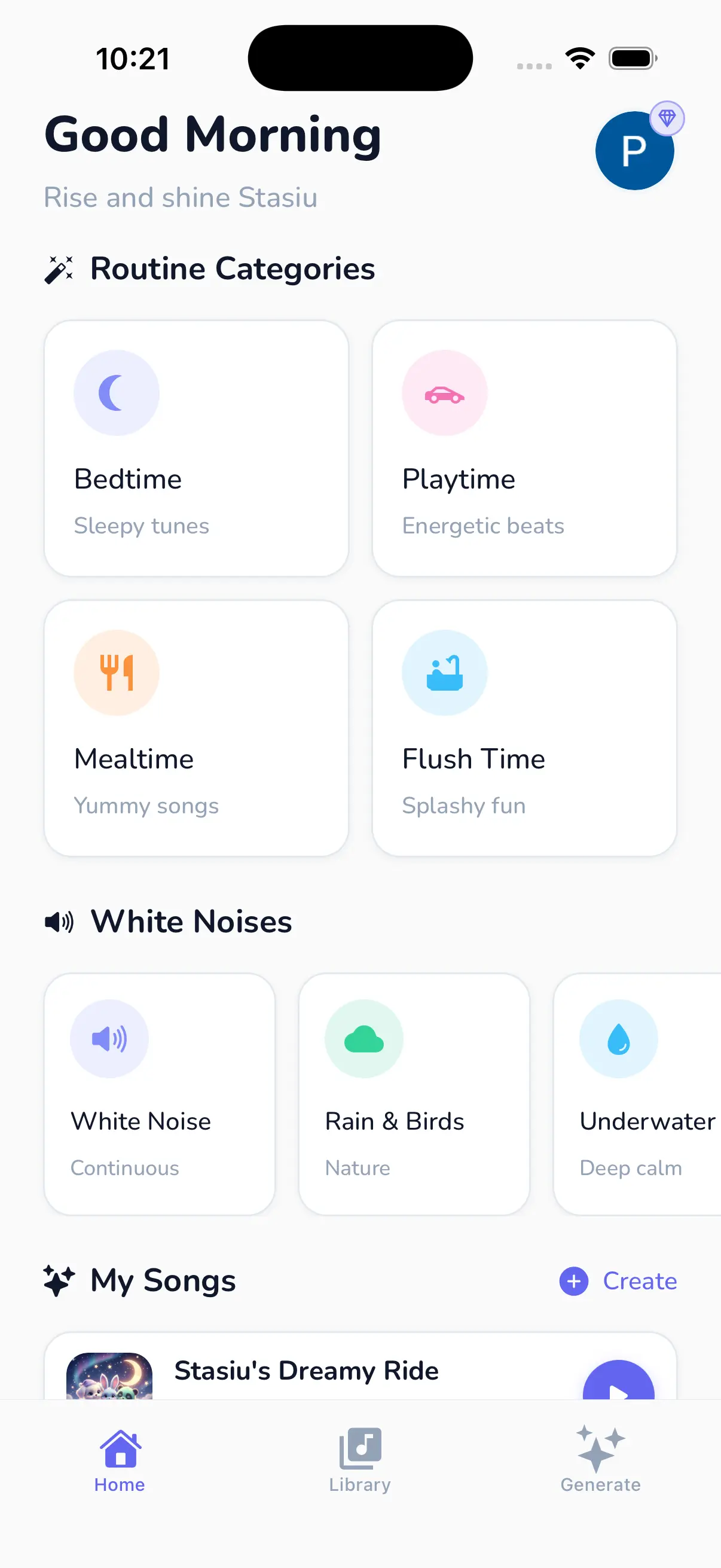 LittleTunesAI Home Screen